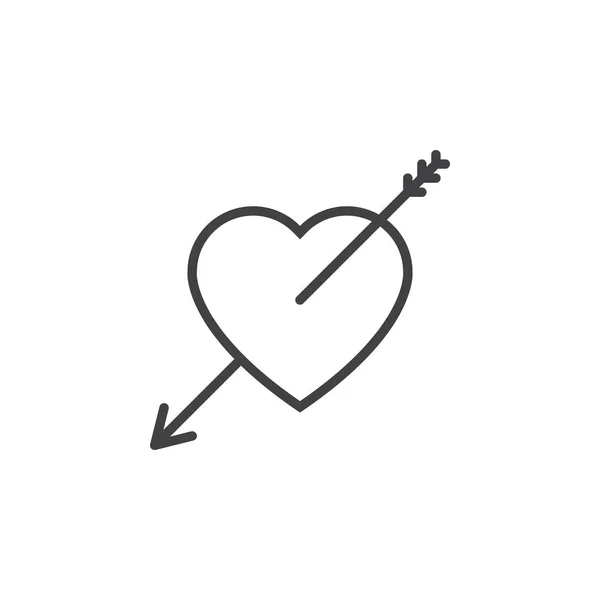 Amour Coeur Avec Icône Ligne Flèche Signe Vectoriel Contour Pictogramme — Image vectorielle