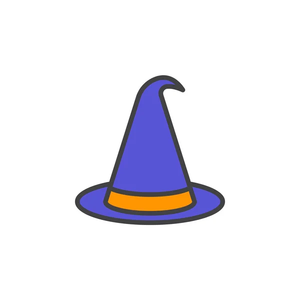 Halloween Witch Hat Line Icon Filled Outline Vector Sign Linear — Stock Vector