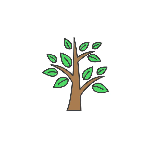 樹木限界線アイコンいっぱいアウトライン ベクトルに署名 ホワイト ロゴの図に分離線形のカラフルな絵文字 — ストックベクタ