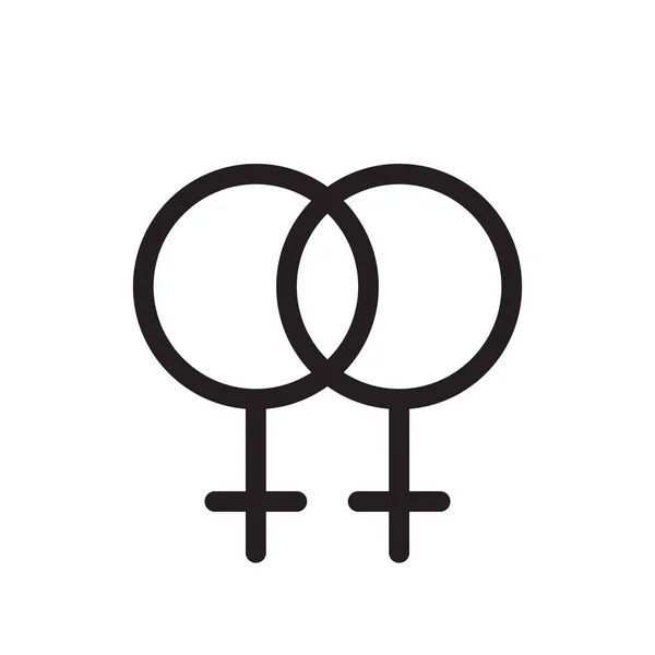 レズビアンの性の記号です 行アイコン アウトライン ベクトルのロゴの図 線形のピクトグラムを白で隔離 — ストックベクタ