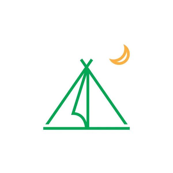 Toeristische Tent Lijn Pictogram Overzicht Vector Logo Lineaire Onderdak Pictogram — Stockvector