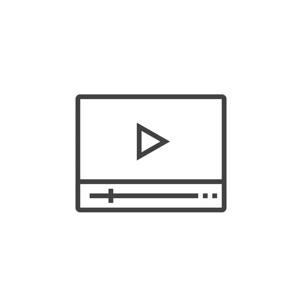Videoplayer Liniensymbol Umrissvektor Logo Illustration Lineares Piktogramm Auf Weiß Isoliert — Stockvektor
