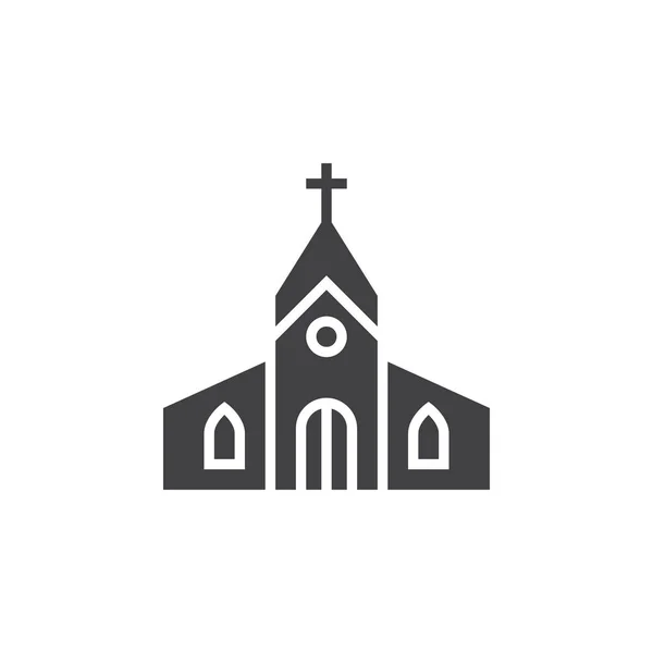 教会の建物のアイコン ベクトルいっぱいフラット記号 ホワイト ロゴの図に分離された固体のピクトグラム — ストックベクタ