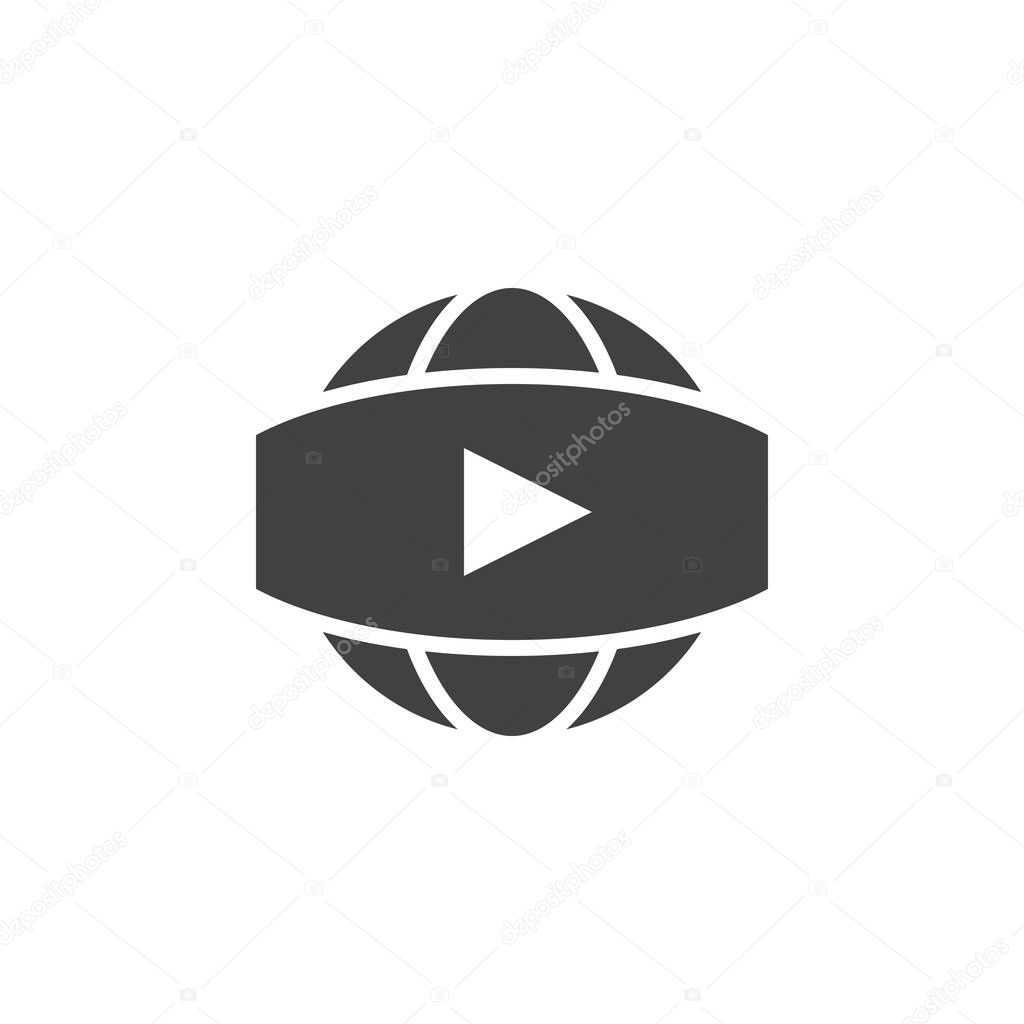 360 degree panoramic video sign. vector icon, solid logo illustration, pictogram isolated on white