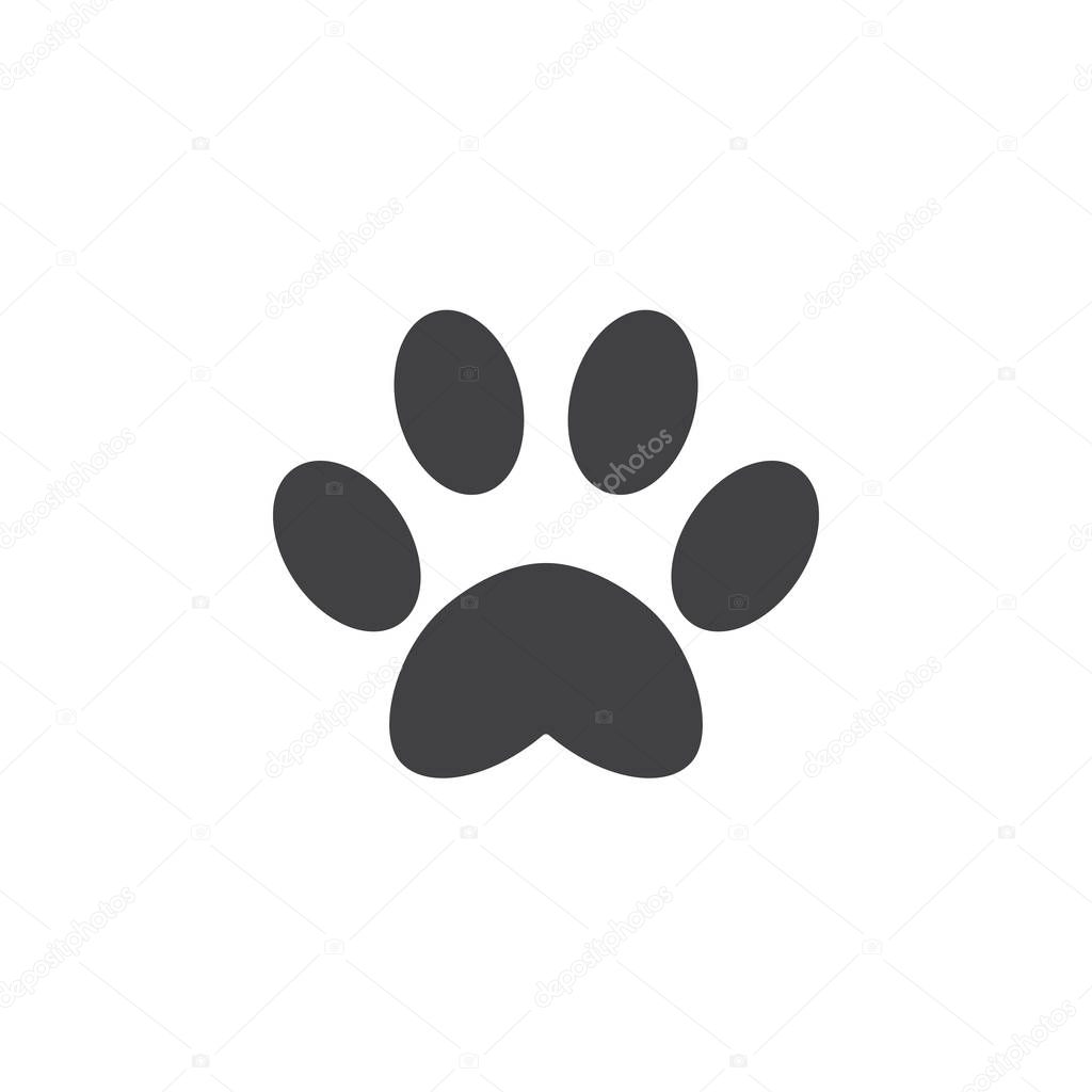 Paw icon vector, solid logo illustration, pictogram isolated on white
