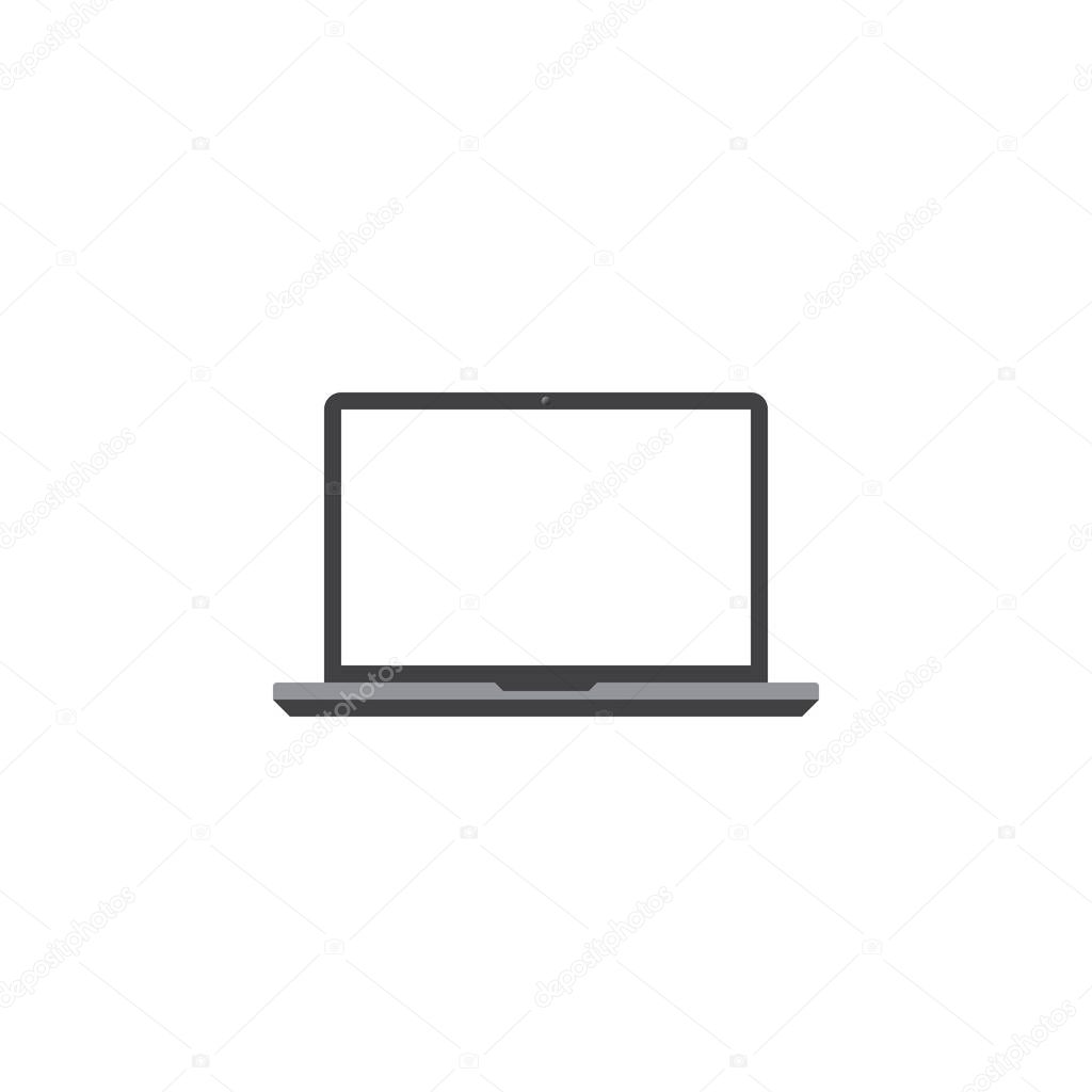 Laptop icon vector, solid logo illustration, pictogram isolated on white
