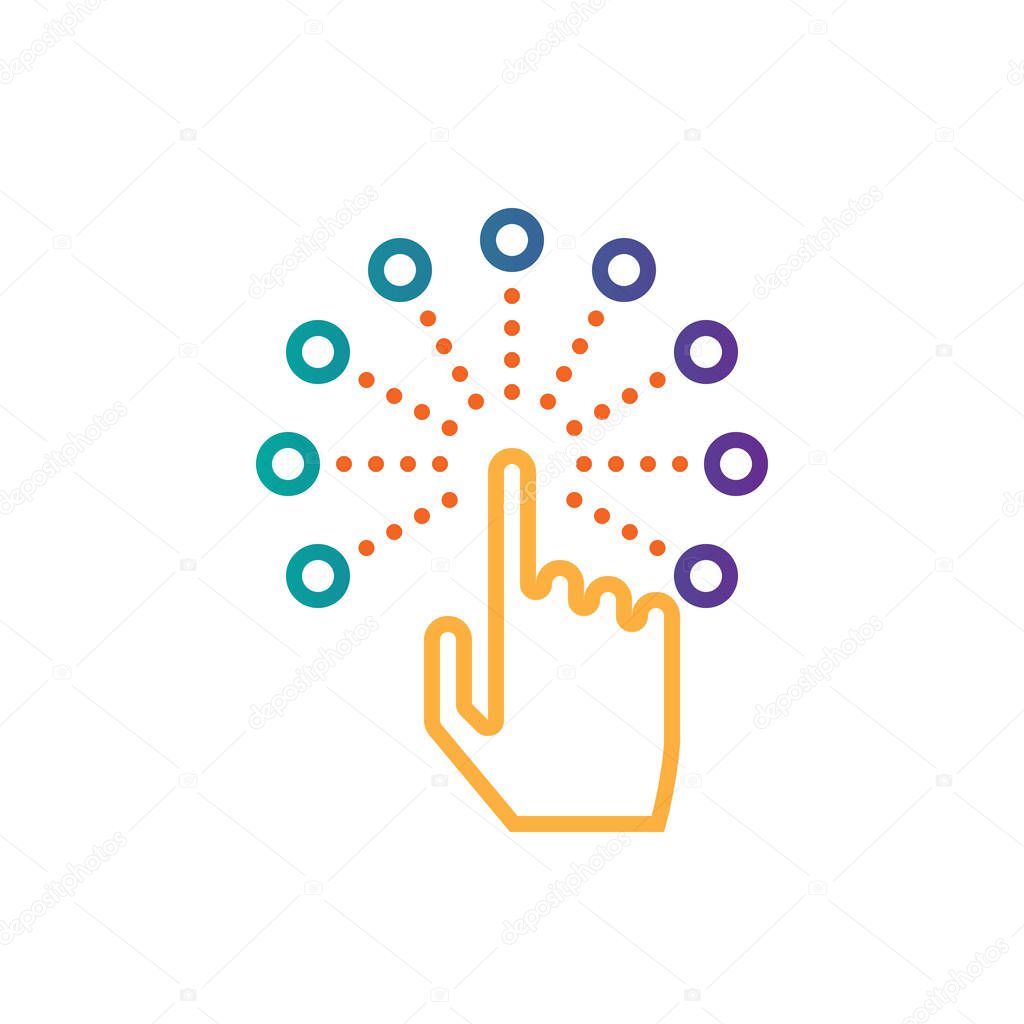 Interactive touch screen interface line icon, outline vector logo illustration, linear pictogram isolated on white