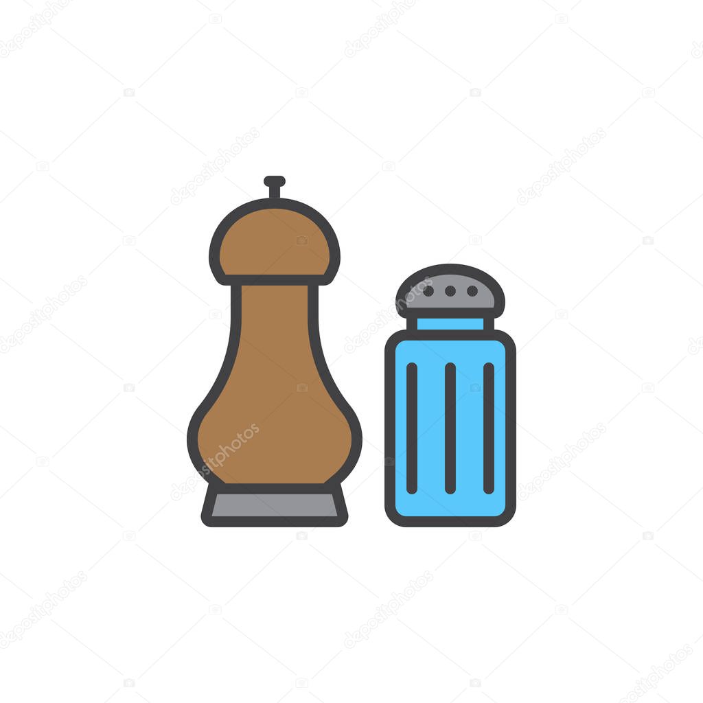 Salt and pepper shakers line icon, filled outline vector sign, linear colorful pictogram isolated on white. logo illustration