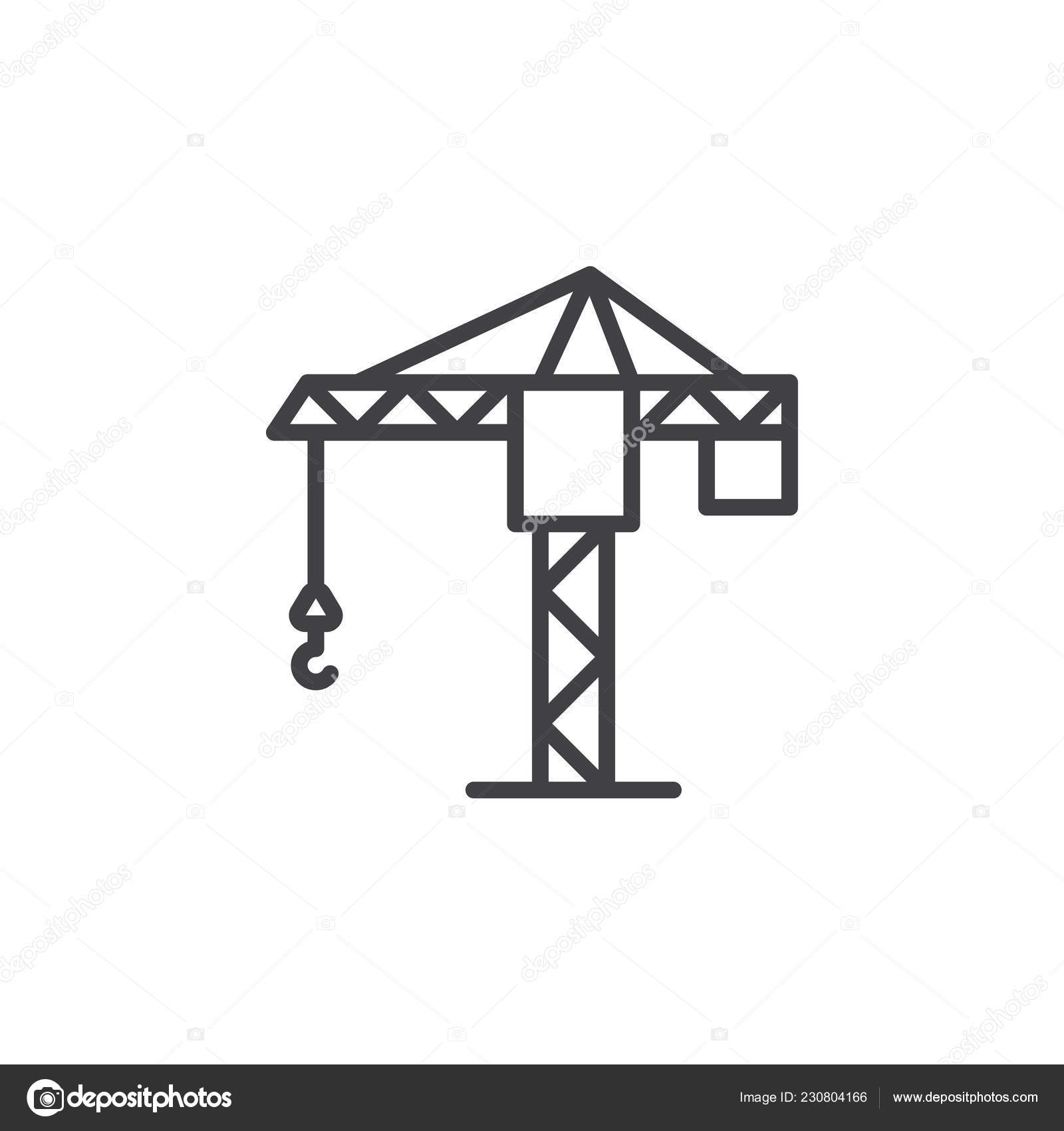 Tower Crane Line Icon Outline Vector Sign Linear Pictogram Isolated ...