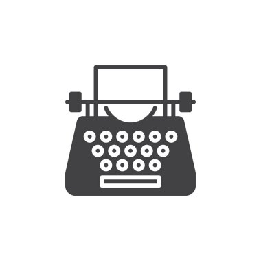 Daktilo simge vektör, düz işareti, üzerinde beyaz izole katı piktogram dolu. Sembol, logo illüstrasyon