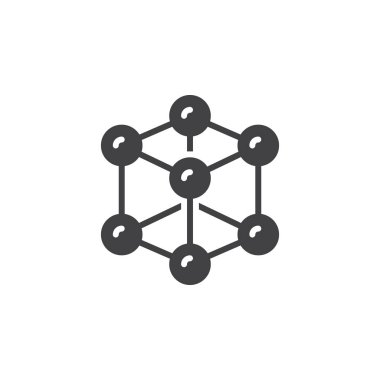 Küp molekül simge vektör, dolu düz işareti, üzerinde beyaz izole katı piktogram. Sembol, logo illüstrasyon