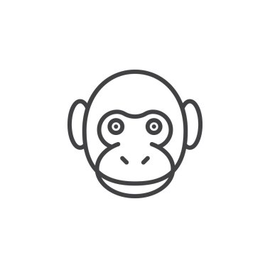 Maymun zeka çizgisi simgesi, Anahat vektör işareti, doğrusal piktogram beyaz izole. Sembol, logo illüstrasyon