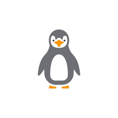 Penguen simge vektör, düz işareti, üzerinde beyaz izole katı piktogram dolu. Sembol, logo illüstrasyon