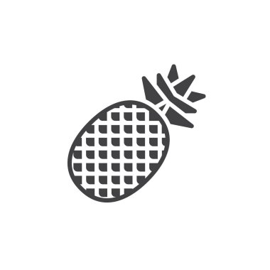 Ananas tropikal meyve simge vektör, düz işareti, beyaz, logo illüstrasyon izole katı piktogram dolu