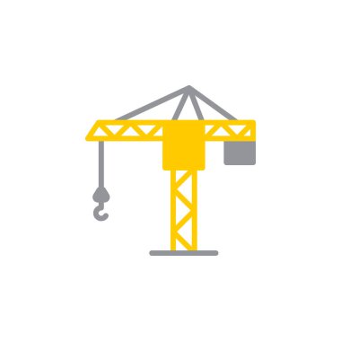 Kule vinç simge vektör, dolu düz işareti, üzerinde beyaz izole katı renkli sembol. Sembol, logo illüstrasyon