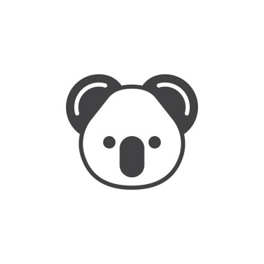 Koala baş simge vektör, düz işareti, üzerinde beyaz izole katı piktogram dolu. Sembol, logo illüstrasyon