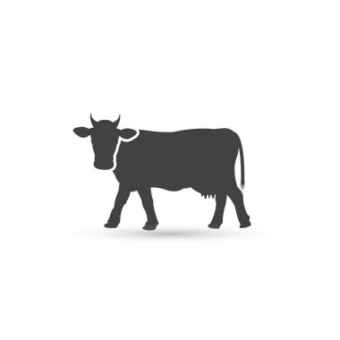 İnek simge vektör, katı logo resimde, silueti beyaz izole