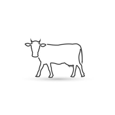 İnek satırı simgesi, Anahat vektör logo illüstrasyon, doğrusal piktogram beyaz izole