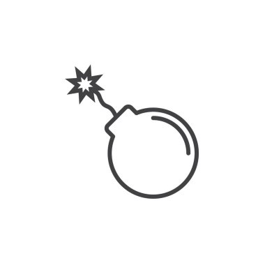 bomba satırı simgesi, Anahat vektör işareti, doğrusal piktogram beyaz izole. Sembol, logo illüstrasyon