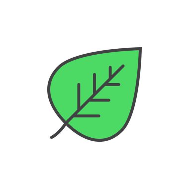 Eko sembolü. Yaprak satırı simgesi, Anahat vektör işareti, doğrusal piktogram beyaz izole. Logo illüstrasyon