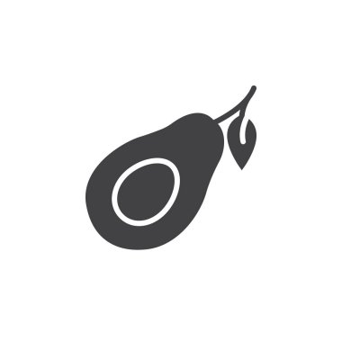 Avokado meyve simge vektör, düz işareti, beyaz, logo illüstrasyon izole katı piktogram dolu