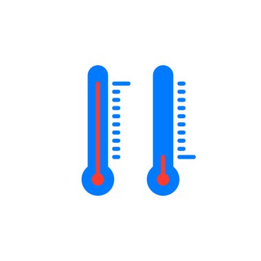 Termometre simge vektör, düz işareti, üzerinde beyaz izole katı renkli sembol dolu. Sıcaklık sembolü, logo illüstrasyon