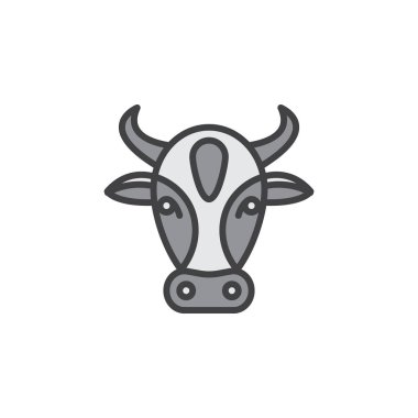 İnek zeka çizgisi simgesi, doldurulmuş Anahat vektör işareti, doğrusal piktogram beyaz izole. Sembol, logo illüstrasyon