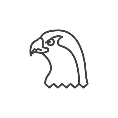 Şahin zeka çizgisi simgesi, Anahat vektör işareti, doğrusal piktogram beyaz izole. Sembol, logo illüstrasyon