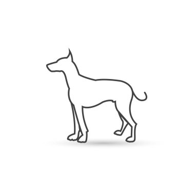 Köpek satırı simgesi, evde beslenen hayvan Anahat vektör logo illüstrasyon, doğrusal piktogram beyaz izole