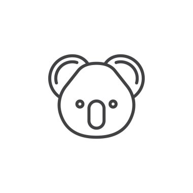 Koala zeka çizgisi simgesi, Anahat vektör işareti, doğrusal piktogram beyaz izole. Sembol, logo illüstrasyon