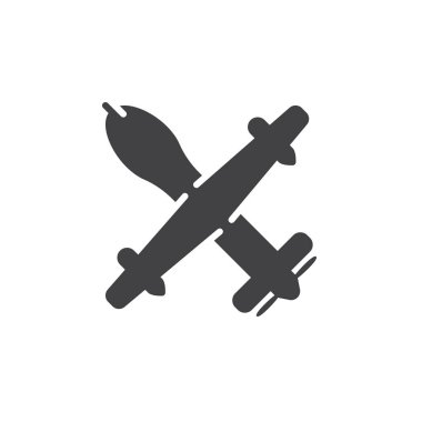 İnsansız hava aracı, askeri drone simge vektör, düz işareti, üzerinde beyaz izole katı piktogram dolu. Sembol, logo illüstrasyon