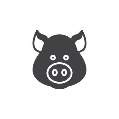 Domuz baş simge vektör, dolu düz işareti, üzerinde beyaz izole katı piktogram. Sembol, logo illüstrasyon