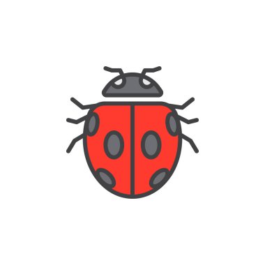 Böcek, uğur böceği böcek satırı simgesi, Anahat vektör işareti, üzerinde beyaz izole doğrusal renkli sembol dolu. Sembol, logo illüstrasyon