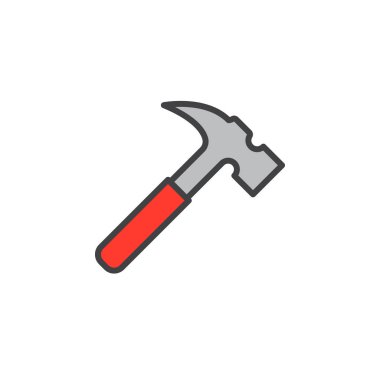 Çekiç satırı simgesi, doldurulmuş Anahat vektör işareti, üzerinde beyaz izole doğrusal renkli sembol. Sembol, logo illüstrasyon