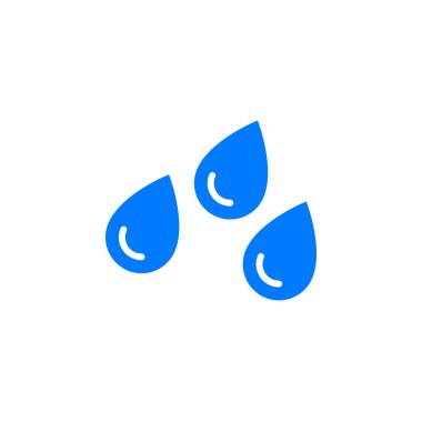 Su simge vektör, dolu düz işareti, üzerinde beyaz izole katı renkli piktogram bırakır. Yağmur sembolü, logo illüstrasyon