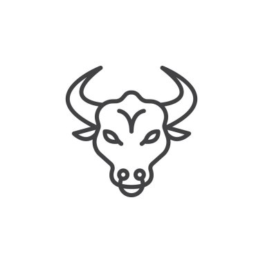 Boğa zeka çizgisi simgesi, Anahat vektör işareti, doğrusal piktogram beyaz izole. Sembol, logo illüstrasyon