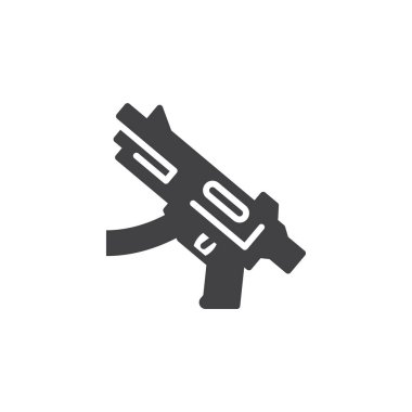 Hafif makineli tüfek simge vektör, düz işareti, üzerinde beyaz izole katı piktogram dolu. Sembol, logo illüstrasyon