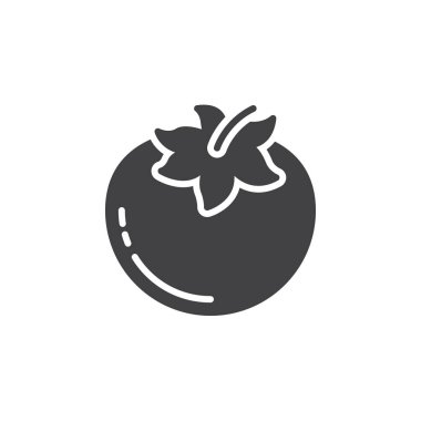 Domates simge vektör, düz işareti, beyaz, logo illüstrasyon izole katı piktogram dolu