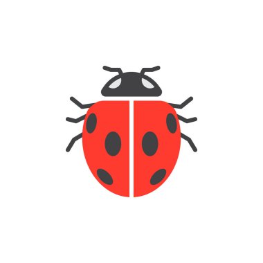 Böcek, uğur böceği böcek simge vektör, düz işareti, üzerinde beyaz izole katı renkli sembol dolu. Sembol, logo illüstrasyon