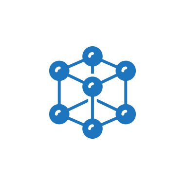 Küp molekül simge vektör, dolu düz işareti, üzerinde beyaz izole katı renkli sembol. Sembol, logo illüstrasyon