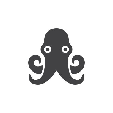 Ahtapot simge vektör, düz işareti, beyaz, logo illüstrasyon izole katı piktogram dolu