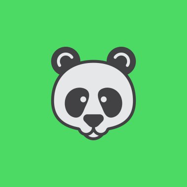 Panda baş simge vektör, düz işareti, yeşil izole katı renkli sembol dolu. Sembol, logo illüstrasyon