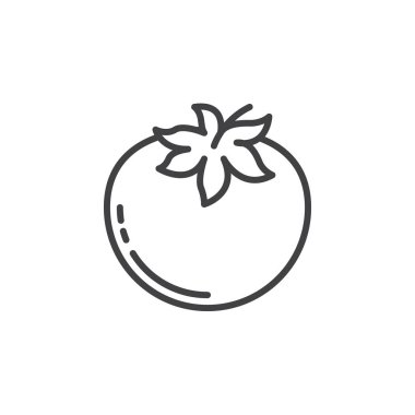 Domates satırı simgesi, Anahat vektör işareti, doğrusal piktogram beyaz izole. Logo illüstrasyon