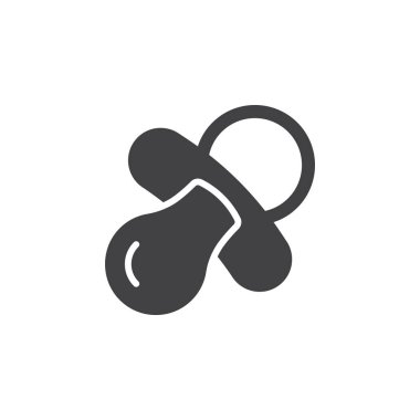 Emzik, meme ucu simge vektör, düz işareti, üzerinde beyaz izole katı piktogram dolu. Sembol, logo illüstrasyon