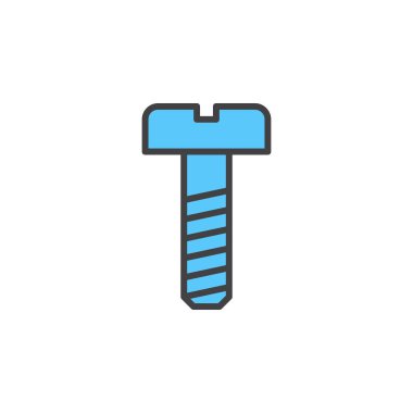 Cıvata, vida satırı simgesi, Anahat vektör işareti, üzerinde beyaz izole doğrusal renkli sembol dolu. Sembol, logo illüstrasyon