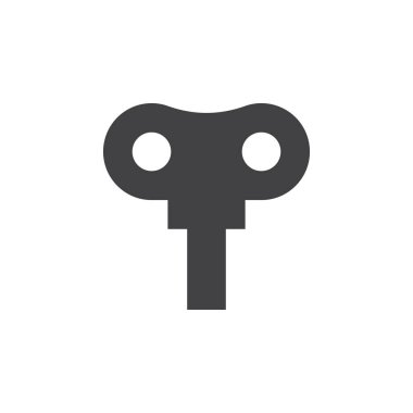 Anahtar simgesi kadar rüzgar vektör, dolu düz işareti, üzerinde beyaz izole katı piktogram. Sembol, logo illüstrasyon