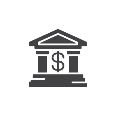 Banka simge vektör, dolu düz işareti, üzerinde beyaz izole katı piktogram. Sembol, logo illüstrasyon