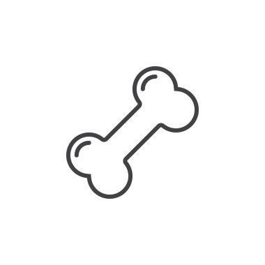 Köpek kemik satırı simgesi, Anahat vektör işareti, doğrusal piktogram beyaz izole. Sembol, logo illüstrasyon