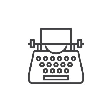 Daktilo satırı simgesi, Anahat vektör işareti, doğrusal piktogram beyaz izole. Sembol, logo illüstrasyon