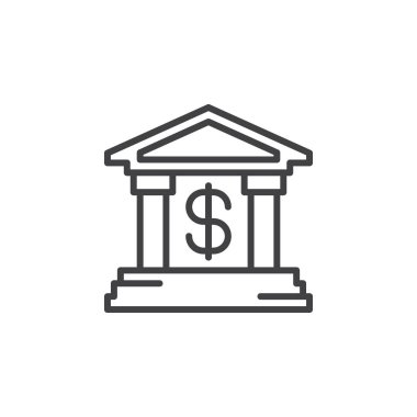 Banka satırı simgesi, Anahat vektör işareti, doğrusal piktogram beyaz izole. Sembol, logo illüstrasyon